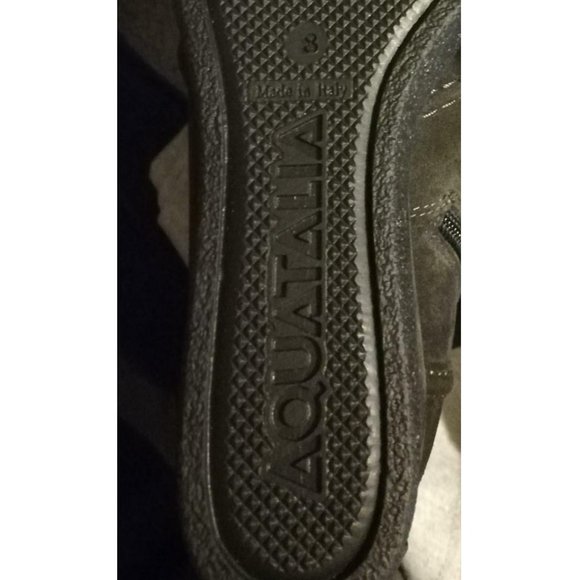 NIB Aquatalia 7.5/8 Shearling Fur Lined Grey Suede Camellia Wedge Ankle Boots - Picture 10 of 10